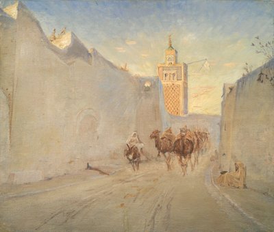Kameler på en gade i Tunesien af Theodor Philipsen