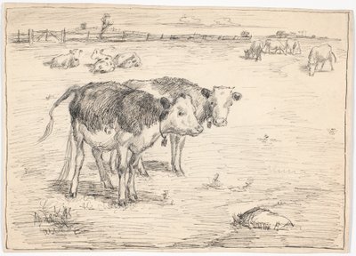 Et par kalve på "Fladen", Saltholm af Theodor Philipsen