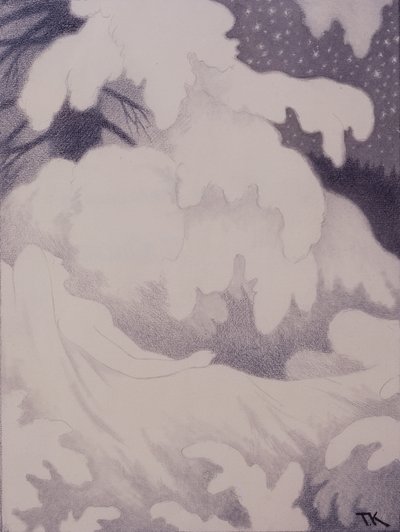 Sovende kvinde i perler og linned af Theodor Kittelsen