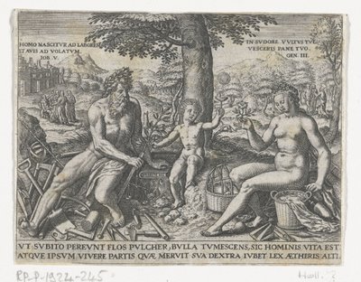 Bellenbladend jongetje Emblemer for adelen og den fælles viden værd.../ Stam und Wapenbuchlein... (serietitel) af Theodor de Bry (attributed to)
