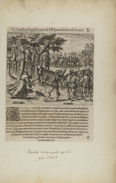 Columbus Supplicium ab Hispanis Seditiosis Sumit. X. (fra bogen Americae, del fire) af Theodor de Bry