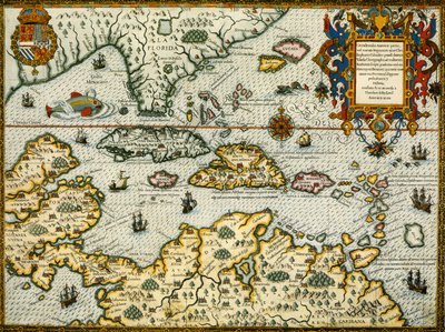 DeBry-kort over Caribien og Florida1594 af Theodor de Bry