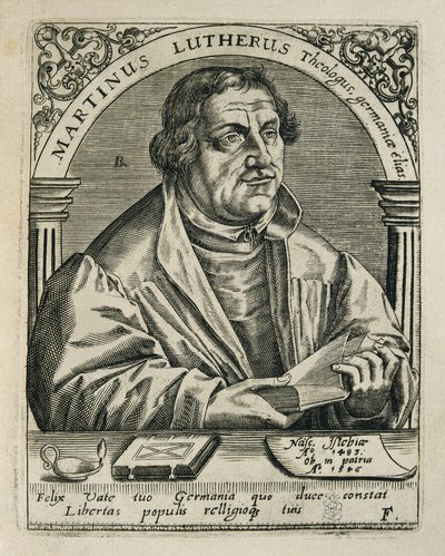 LUTHER, Martin (1483-1546). tysk religiøs reformator. Gravering. SPANIEN. MADRID (AUTONOM FÆLLESSKAB). Madrid. Nationalbiblioteket af Theodor de Bry