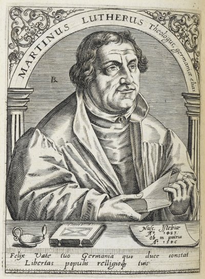 Martin Luther. (1483-1546). tysk religiøs reformator og grundlægger af reformationen. Portræt. af Theodor de Bry