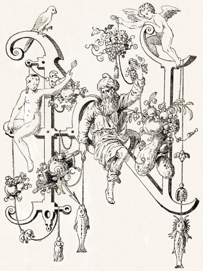 N - El sabio Natham - Alfabet af T. de Bry (nyt kunstnerisk alfabet) af Theodor de Bry