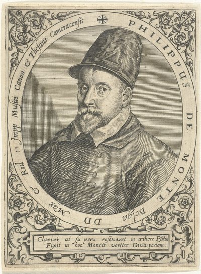 Portræt af komponisten Philippe de Monte 1521-1603, ca. 1598 af Theodore de Bry
