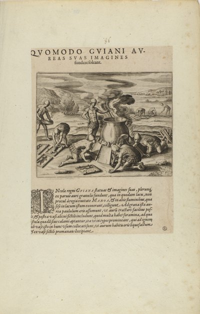 Quomodo Guiani Au-/reas Suas Imagines/Fundere Soleant. (fra bogen Americae, del syv og otte) af Theodor de Bry