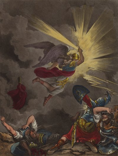 Herrens engel dræber assyrerne (ætsning) af Theodore (after) Lane