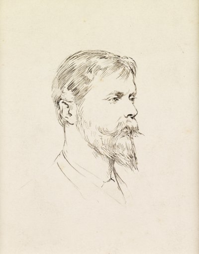 Portræt af Sir Ernest Waterlow, en profil (pen og blæk på papir) af Theodore Blake Wirgman