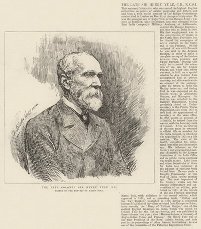 Den afdøde oberst Sir Henry Yule, RE, redaktør af The Travels of Marco Polo af Theodore Blake Wirgman