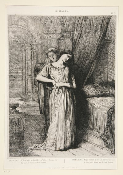 «Desdemona», pl. 8 fra Othello (4. akt, 3. scene) af Théodore Chassériau