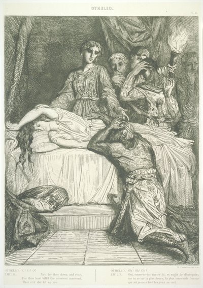 Tavle 14 (Akt V, scene II), fra Othello: Femten raderinger af Théodore Chassériau