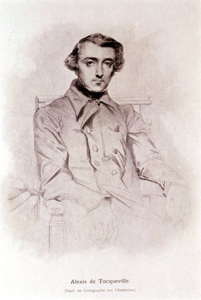 Portræt af Alexis de Tocqueville. Litografi af Chasseriau. 19. århundrede. af Théodore Chassériau