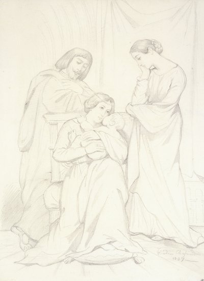 Formodet Portræt af Comte Oscar de Ranchicourt og hans Familie i Troubadour Kostumer af Théodore Chassériau