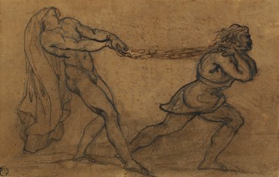 En nøgen mand trukket af en anden mand, af Theodore Gericault