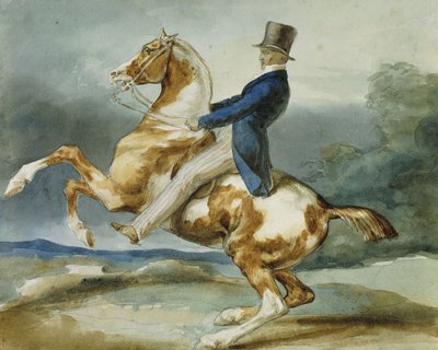 En Rytter og hans Opfostringshest; Un Cavalier Cabrant Son Cheval, af Theodore Gericault