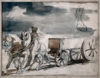 Ammunitionsvogn affyret af to heste af Theodore Gericault