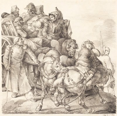 Vogn fyldt med sårede soldater (Chariot charge de soldats blesses) af Theodore Gericault