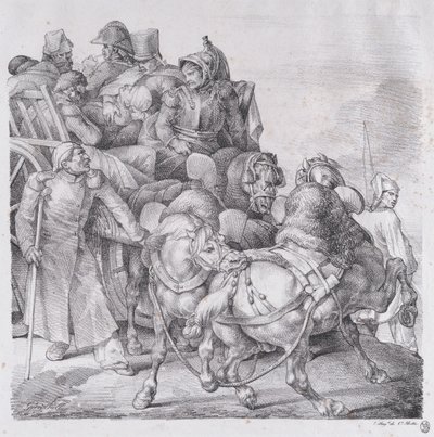Vogn fyldt med sårede soldater af Theodore Gericault