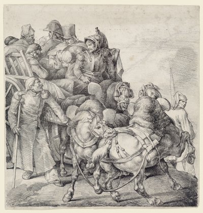 Vogn fyldt med sårede soldater (A Wagon Full of Wounded Soldiers) af Theodore Gericault