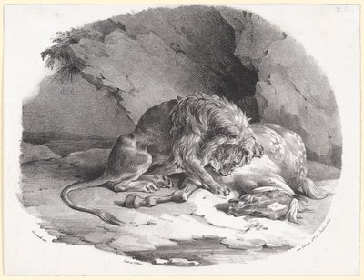 Hest, der bliver ædt af en løve (A Horse Being Devoured by a Lion) af Theodore Gericault