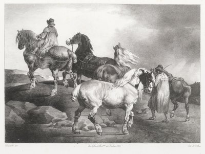 Heste, der føres til markedet (Horses Being Led to the Fair) af Theodore Gericault