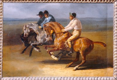Hestevæddeløb, til venstre ved start - Hestevæddeløb ... af Theodore Gericault