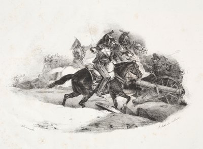 Cuirassiers oplader et artilleribatteri af Theodore Gericault