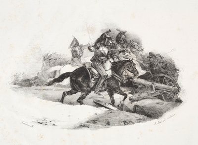 Cuirassiers oplader et artilleribatteri. af Theodore Gericault