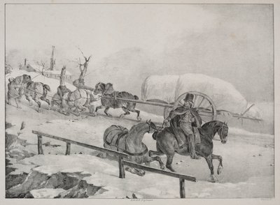 Fire forskellige emner: Vogn på vej op ad bakke af Theodore Gericault