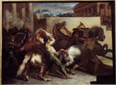 Gratis hestevæddeløb i Rom Maleri af Theodore Gericault (1791-1824) 1817 søn. 0,45x0,6 m af Theodore Gericault
