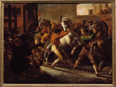 Gratis hestevæddeløb i Rom. Maleri af Theodore Gericault (1791-1824) af Theodore Gericault