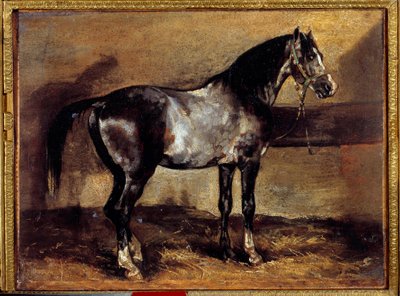 Grey Horse at the Ratelier Maleri af Theodore Gericault (1791-1824) 1800-tallet søn. 0,26x0,34 m af Theodore Gericault