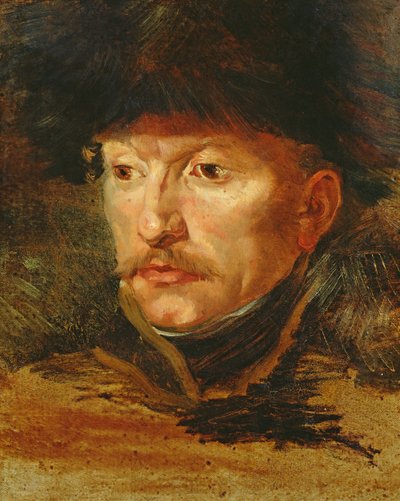Hovedet af en rytter (portræt af løjtnant Dieudonne), ca.1812 af Theodore Gericault