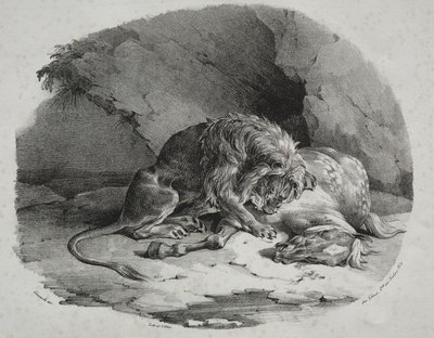 Hest fortæret af en løve af Theodore Gericault
