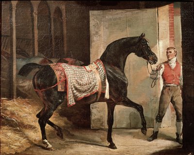 Hest forlader stalden (olie på lærred, begyndelsen af 1800-tallet) af Theodore Gericault