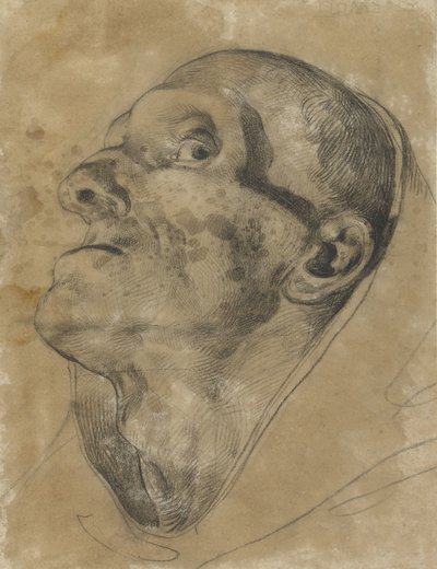 Hovedet på en mand, der kigger ned, kigger nedad af Theodore Gericault
