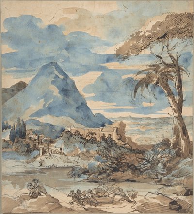 Landskab med fiskere af Theodore Gericault