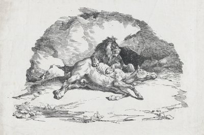 Løve fortærer en hest, 1818. af Theodore Gericault