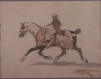 Lille brudgom på en travhest (blyant og akvarel) af Theodore Gericault