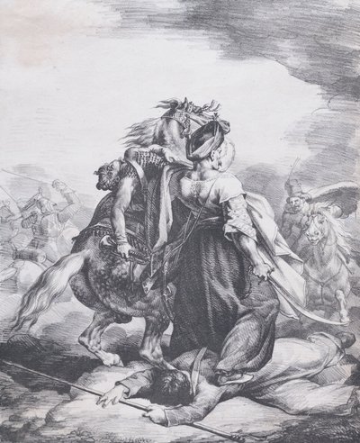 Mameluck forsvarer en såret trompetist, 1818. af Theodore Gericault