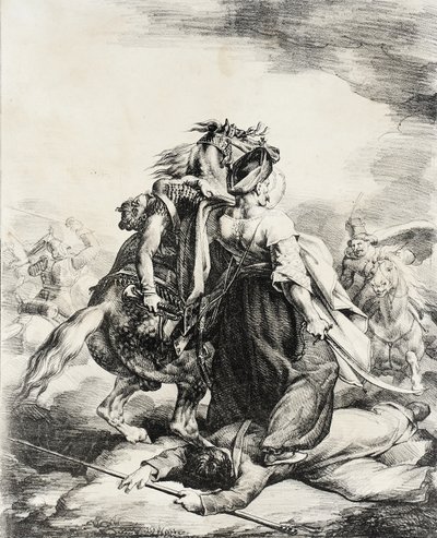 Mamelukker forsvarer en såret trompetist af Theodore Gericault