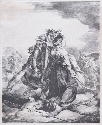 En mamluk, der beskytter en såret trompetist af Theodore Gericault