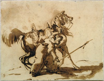 Mamluk afmontering (pen & blæk og vask på papir) af Theodore Gericault