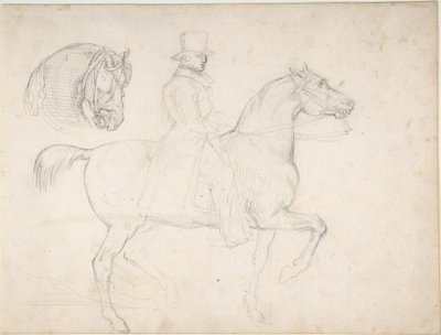 Mand til hest og studie af hestens hoved af Theodore Gericault