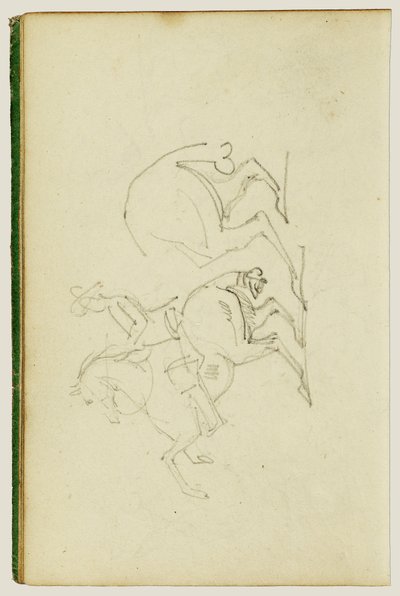 Mand på en hest, der rejser sig på bagbenene, studie af hestens bagben af Theodore Gericault