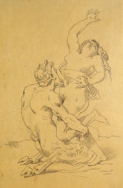 Nymfe og satyr af Theodore Gericault