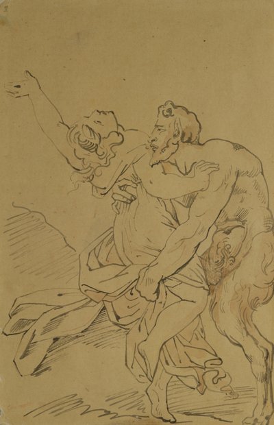 Nymfe og satyr af Theodore Gericault