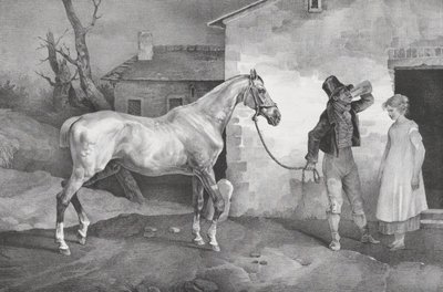Gammel hest ved en krodør, 1822. af Theodore Gericault