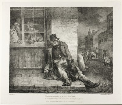 Pity the Sorrows of a Poor Old Man!... 1821 (litografi i sort på elfenbensfarvet vævet papir) af Theodore Gericault